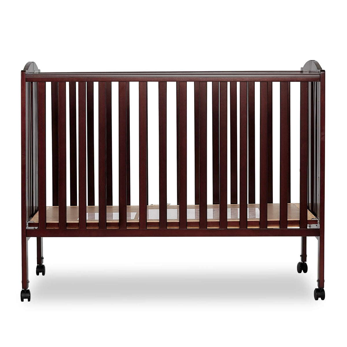 Full Size 2-in-1 Folding Stationary Side Crib with Locking Wheels, Espresso J2633