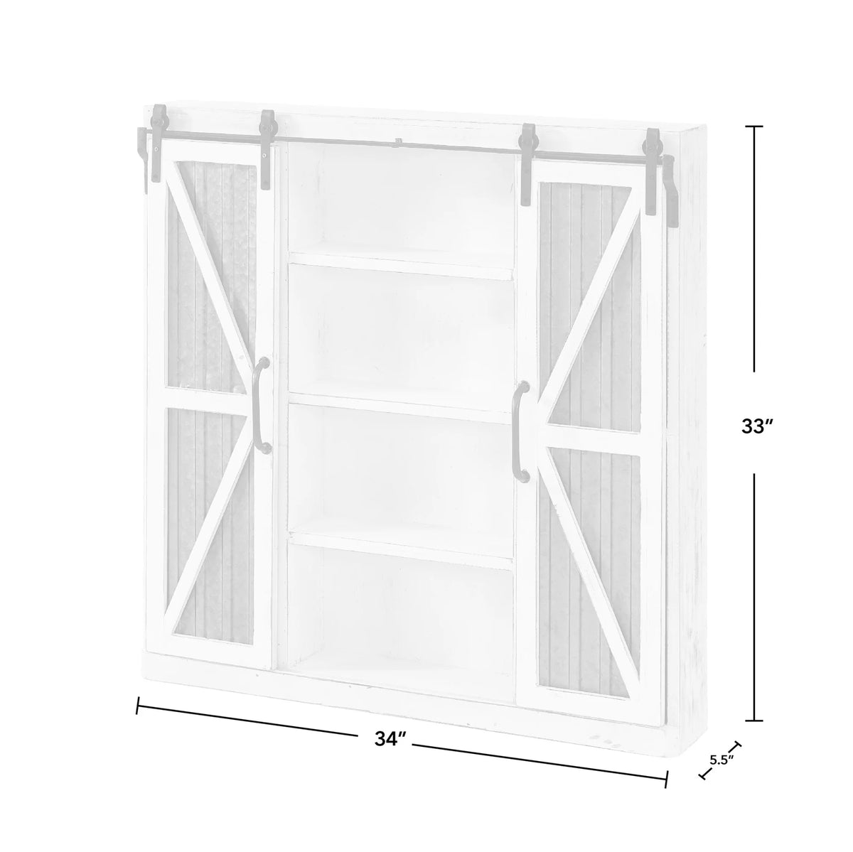 White and Silver Wood Cabinet W163223