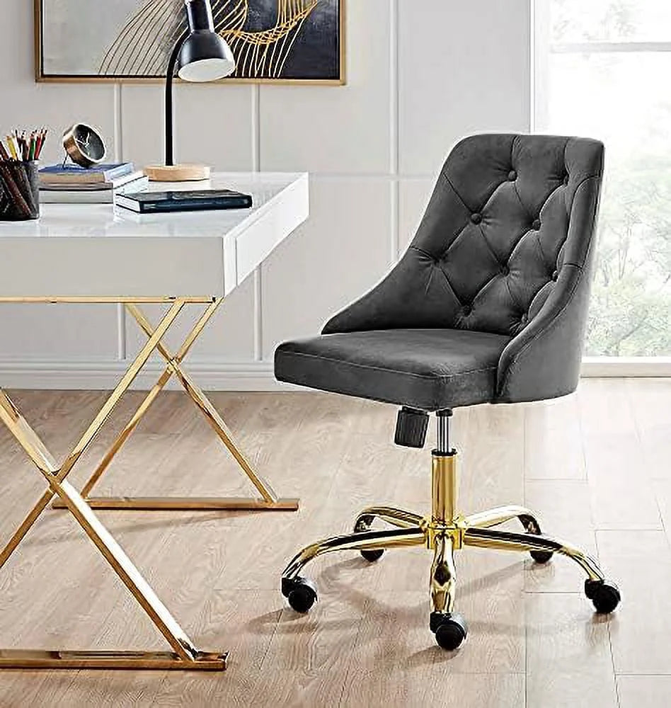 Tufted Swivel Velvet Office Chair V7241