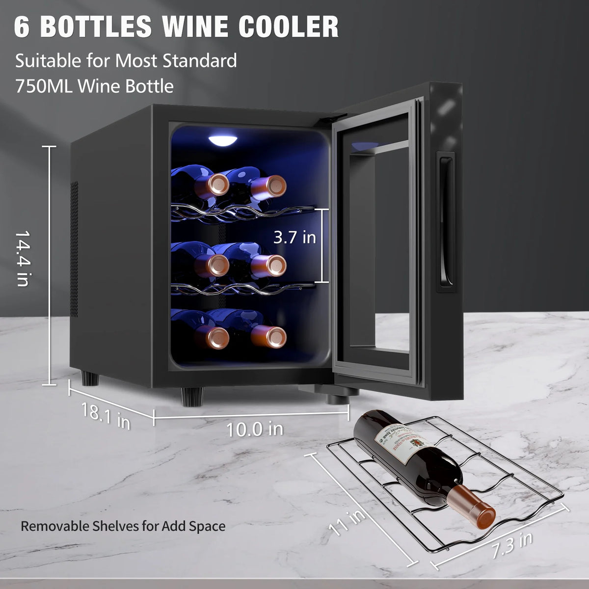 6 Bottle Wine Cooler with Digital Temperature Control U9177