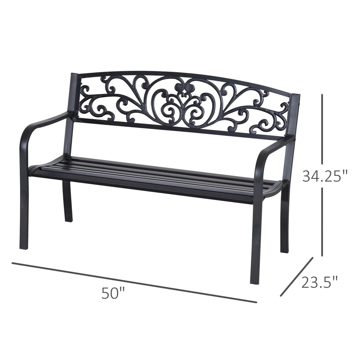 50" Steel 2 Seat Garden Bench B6663