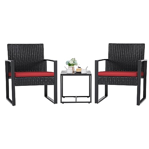 3 Pieces Outdoor Wicker Patio Set with Coffee Table I52424