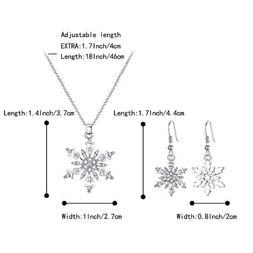 Crystal Snowflake Pendant Necklace Hook Dangle Earrings Set B656979