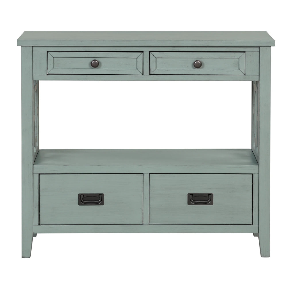36'' Pine Wood Console Table with 4 Drawers G81484