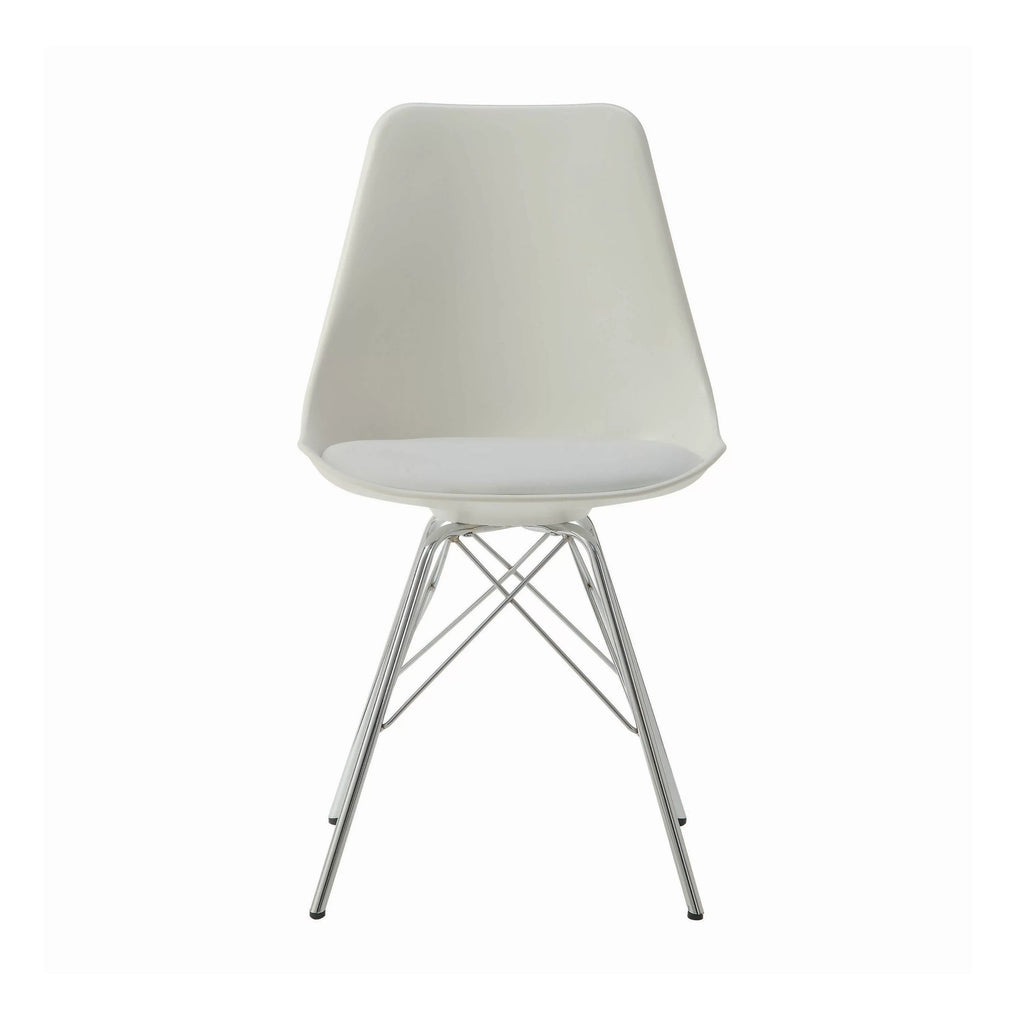White and Chrome Dining Chairs Set of 2 R52507