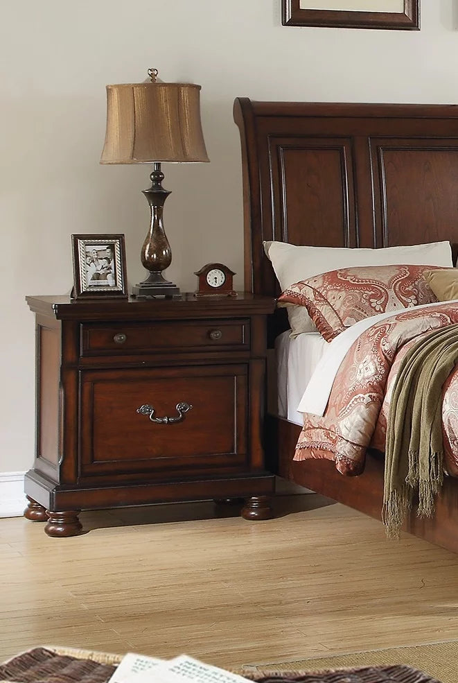 Cherry Finish 1Pc Nightstand Bedside Table U352