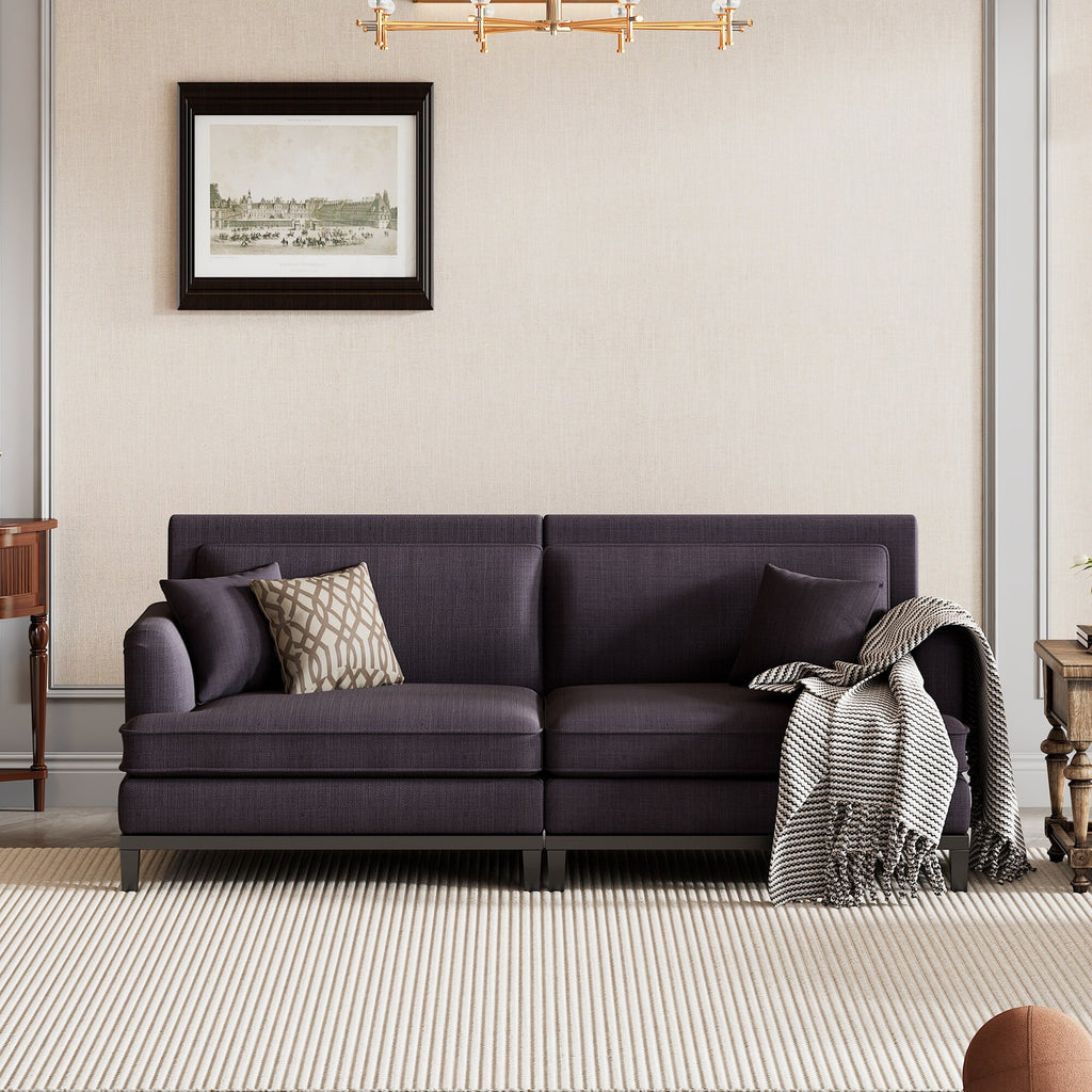 Grey Sleeper Loveseat with 2 Throw Pillows Y451