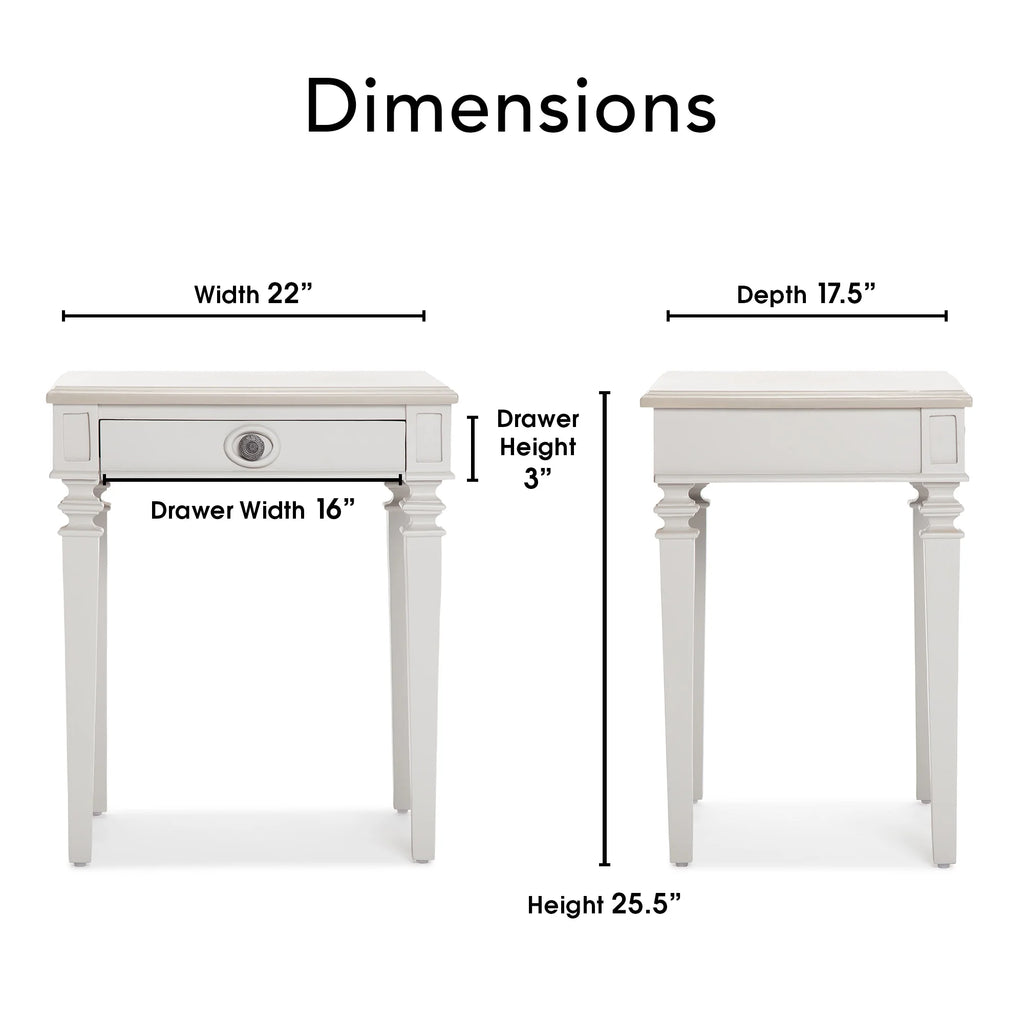 Light Gray Solid Wood End Table Nightstand with Drawer Y43309