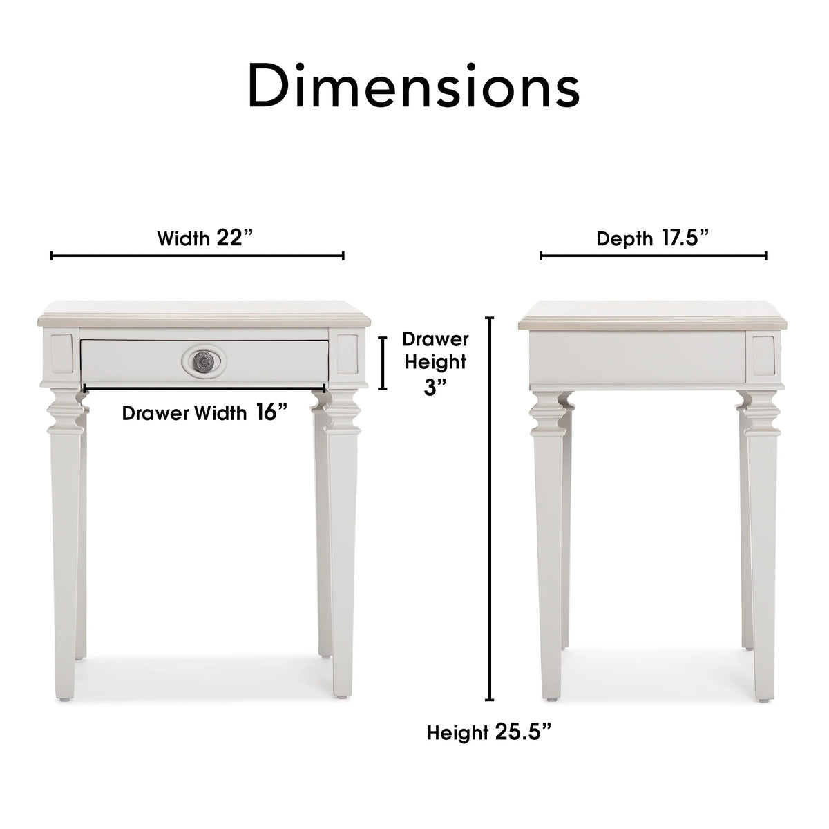 Light Gray Solid Wood End Table Nightstand with Drawer Y43309