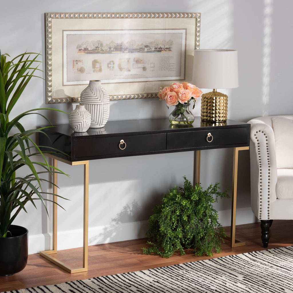 Modern Wood and Metal 2 Drawer Console Table R61300