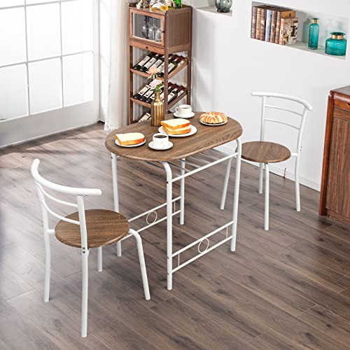 3 Piece Wooden Dining Set with 2 Chairs and Wine Rack M94081