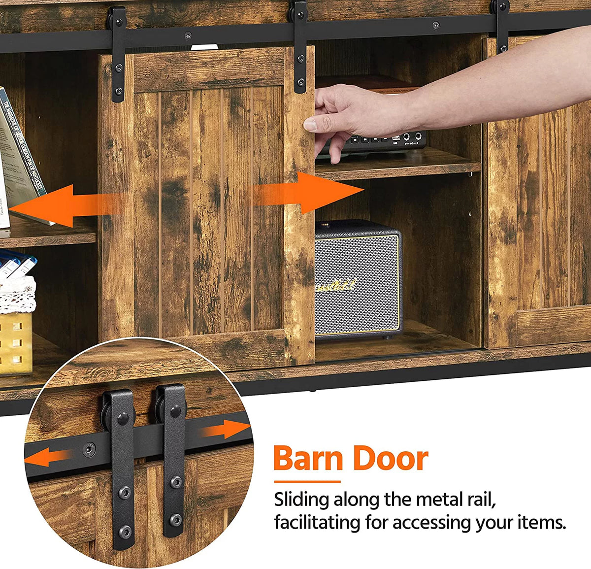 Cabinet with Sliding Barn Doors and Adjustable Shelves F9203