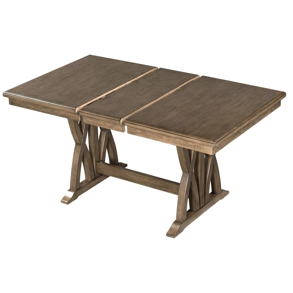 Solid Wood Extendable Dining Table Set for 6 with Upholstered Chairs P21746