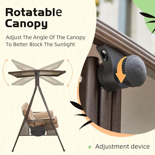 Oversized 3 Seat Outdoor Porch Swing with Hardtop A652
