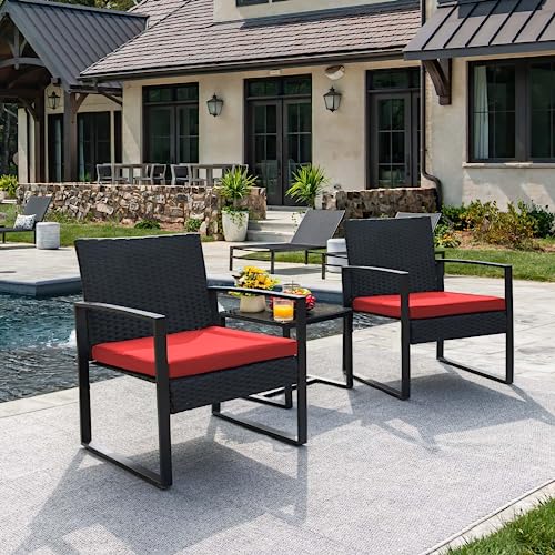 3 Pieces Outdoor Wicker Patio Set with Coffee Table I52424