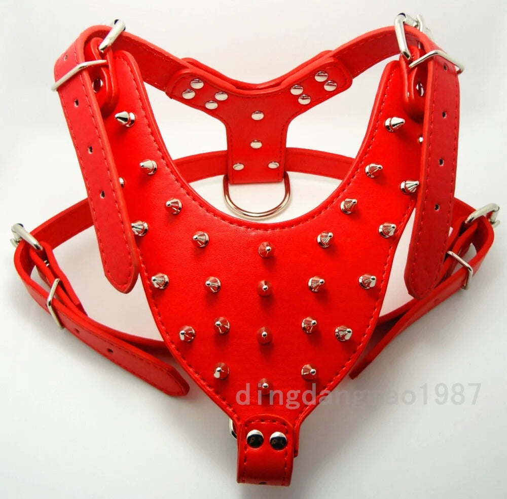 Spiked Studded Leather Dog Harness W452219