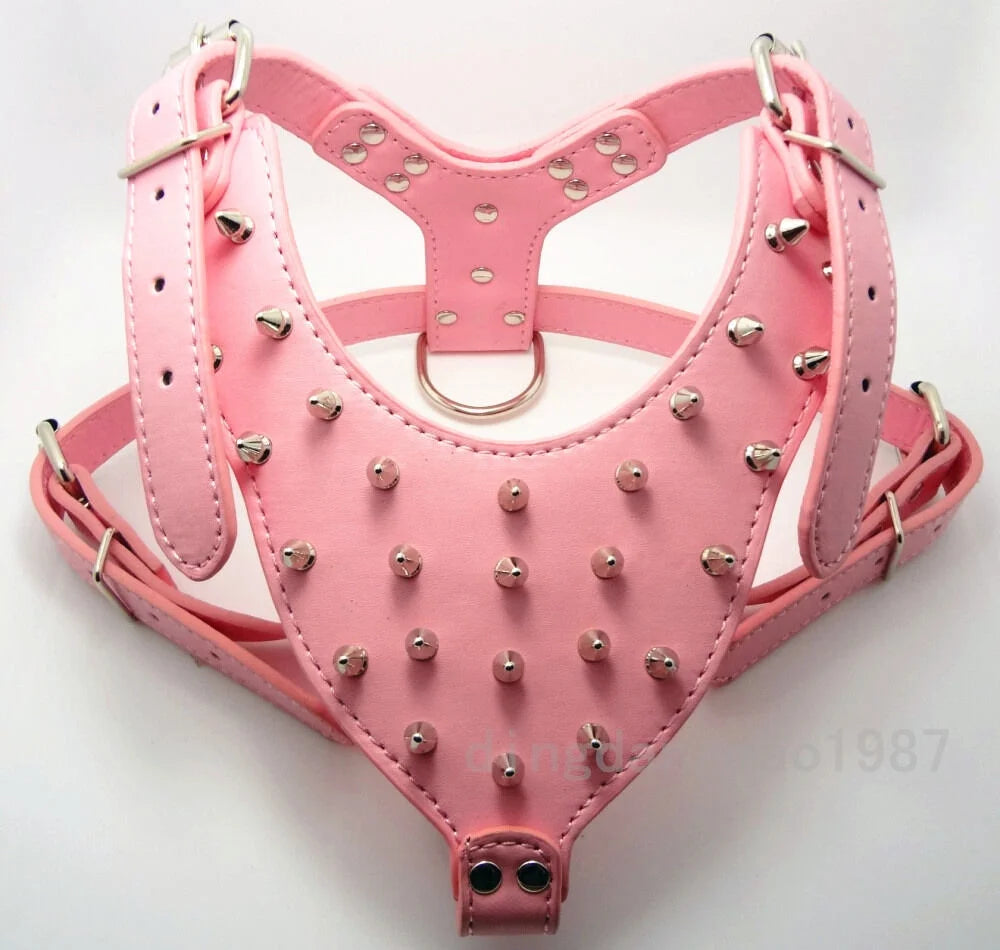 Spiked Studded Leather Dog Harness W452219