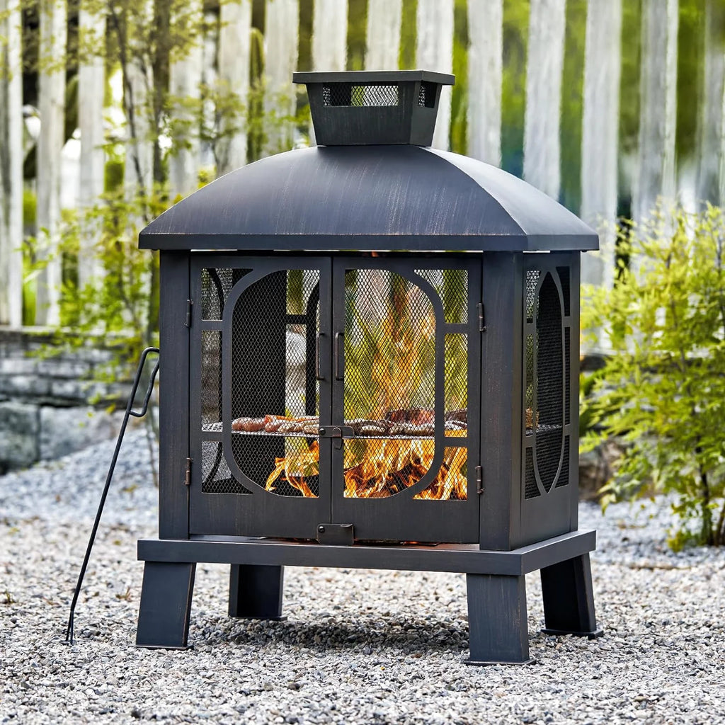 45 Inch Wood Burning Fire Pit with Grill Grate M540