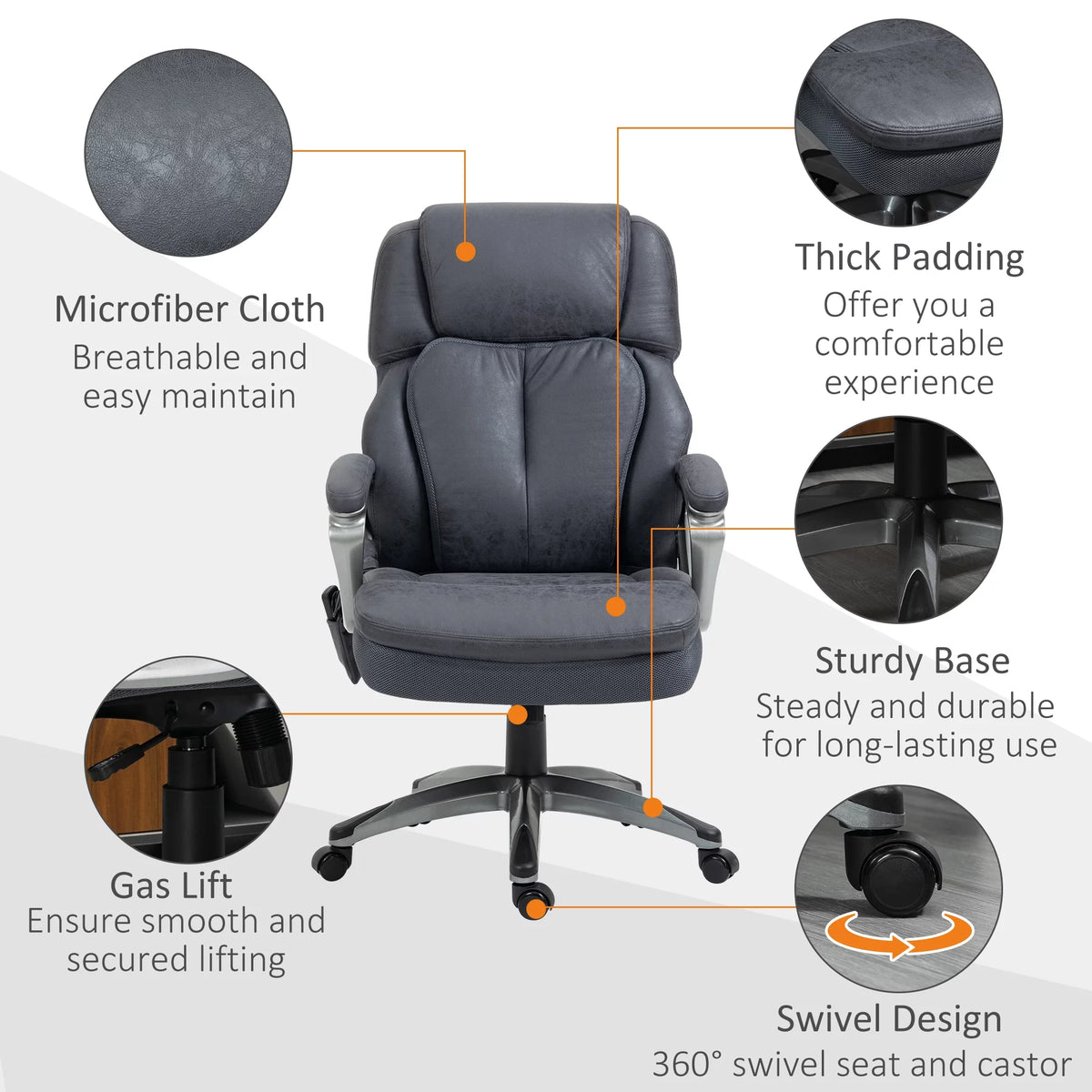 Gray Executive Office Chair with Vibration Massage R74387