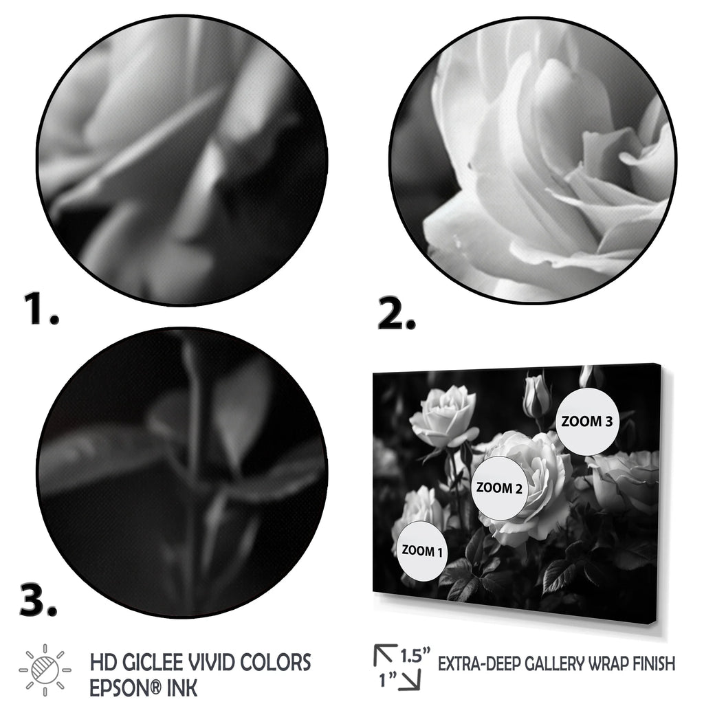 Grey Rose Framed Canvas Art Print 32 in. wide x 24 in. high O7976