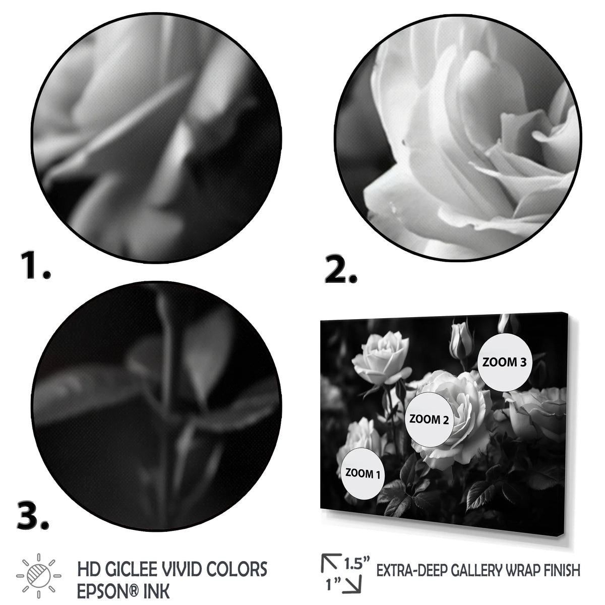 Grey Rose Framed Canvas Art Print 32 in. wide x 24 in. high O7976