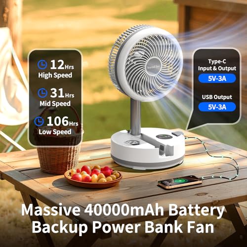 20000mAh 8" Portable Oscillating Fan with Remote Control LED Light K77568