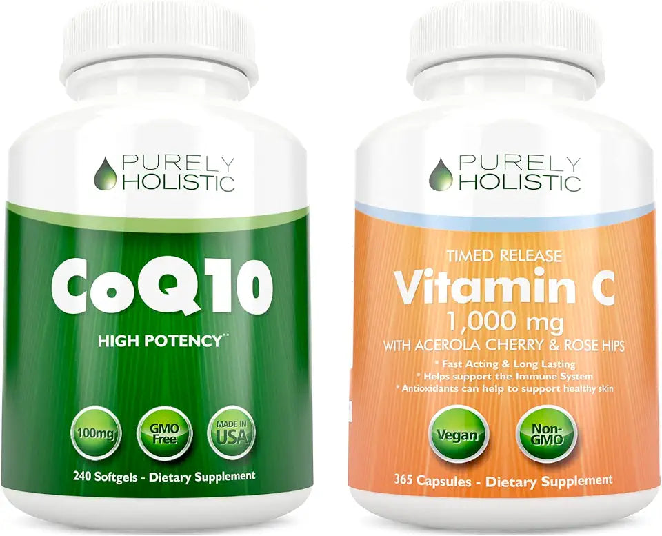 CoQ10 100mg + Vitamin C 1000mg with Rosehip & Acerola Cherry Bioflavonoid Softgels & Capsules F43090