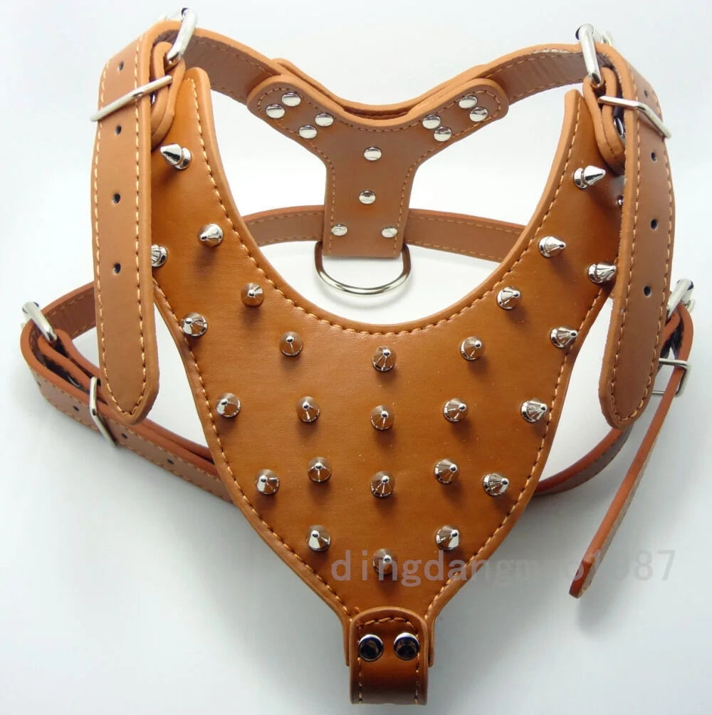 Spiked Studded Leather Dog Harness W452219