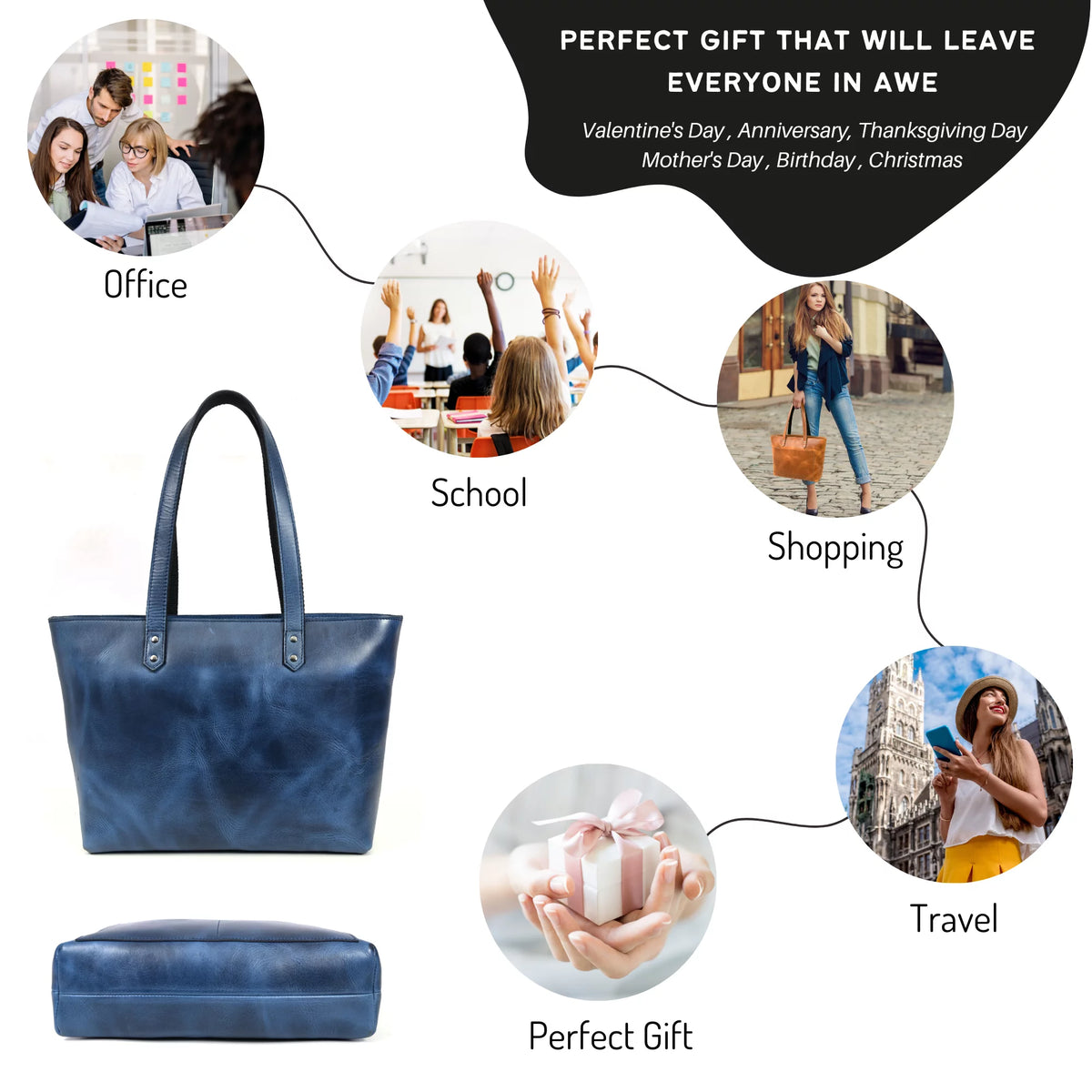 Genuine Leather Shoulder Tote Bag X24427