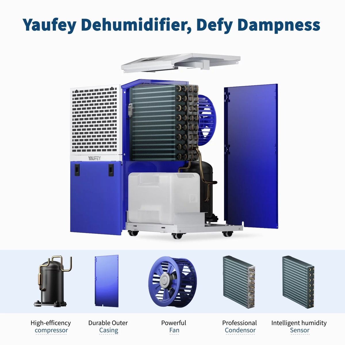 155 Pint Commercial Dehumidifier with Drain Hose D298624