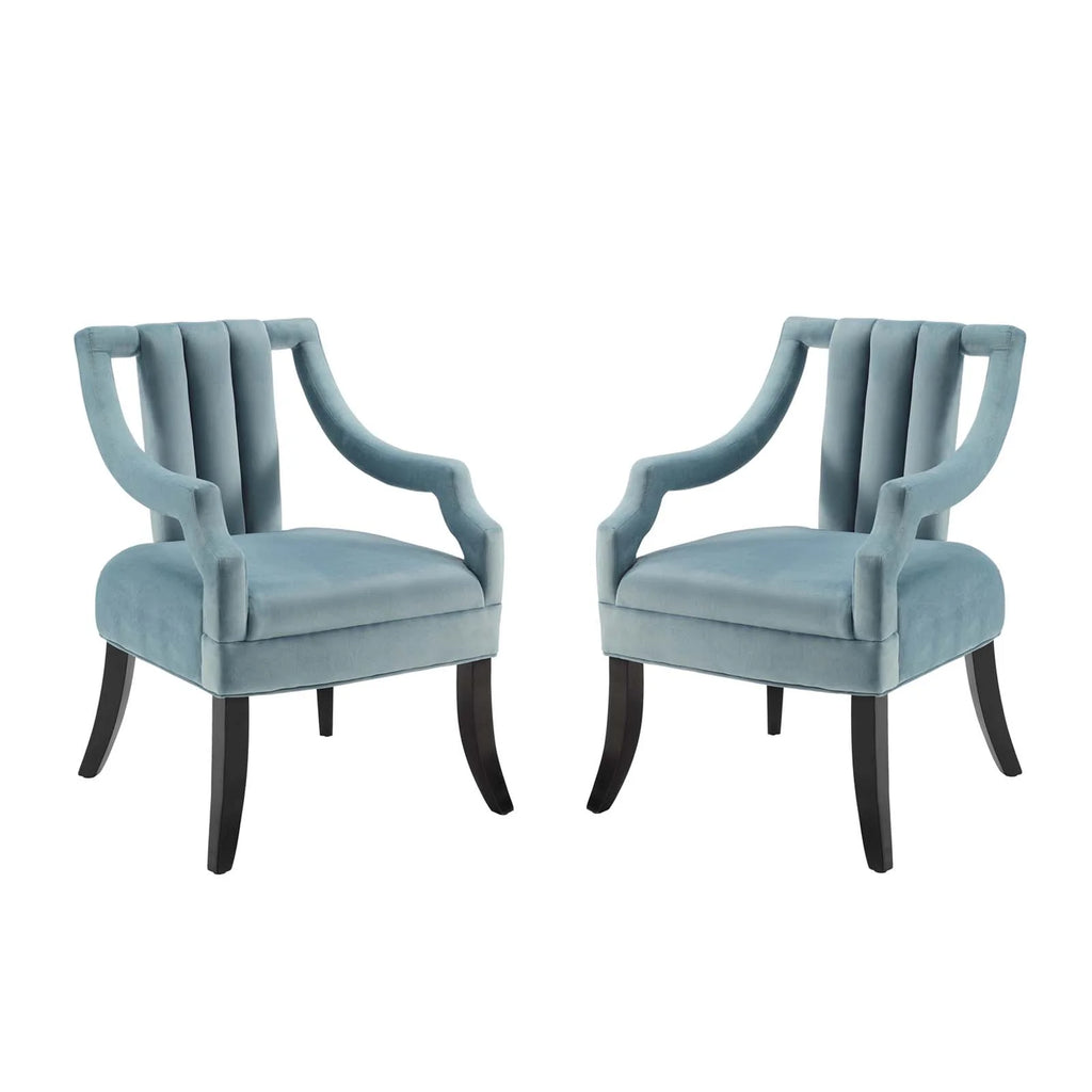 Light Blue Performance Velvet Accent Chair Set of 2 P4649