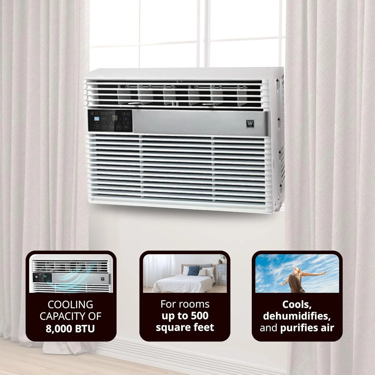 8,000 BTU 3-Speed Window Air Conditioner with Mesh Filter, White D323130