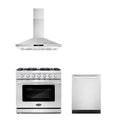 3 Piece Kitchen Appliance Package with Gas Range Range Hood and Dishwasher H78267