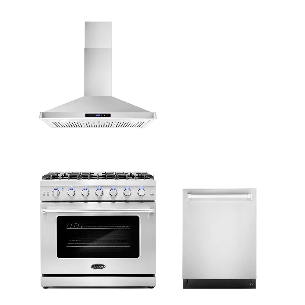 3 Piece Kitchen Appliance Package with Gas Range Range Hood and Dishwasher H78267