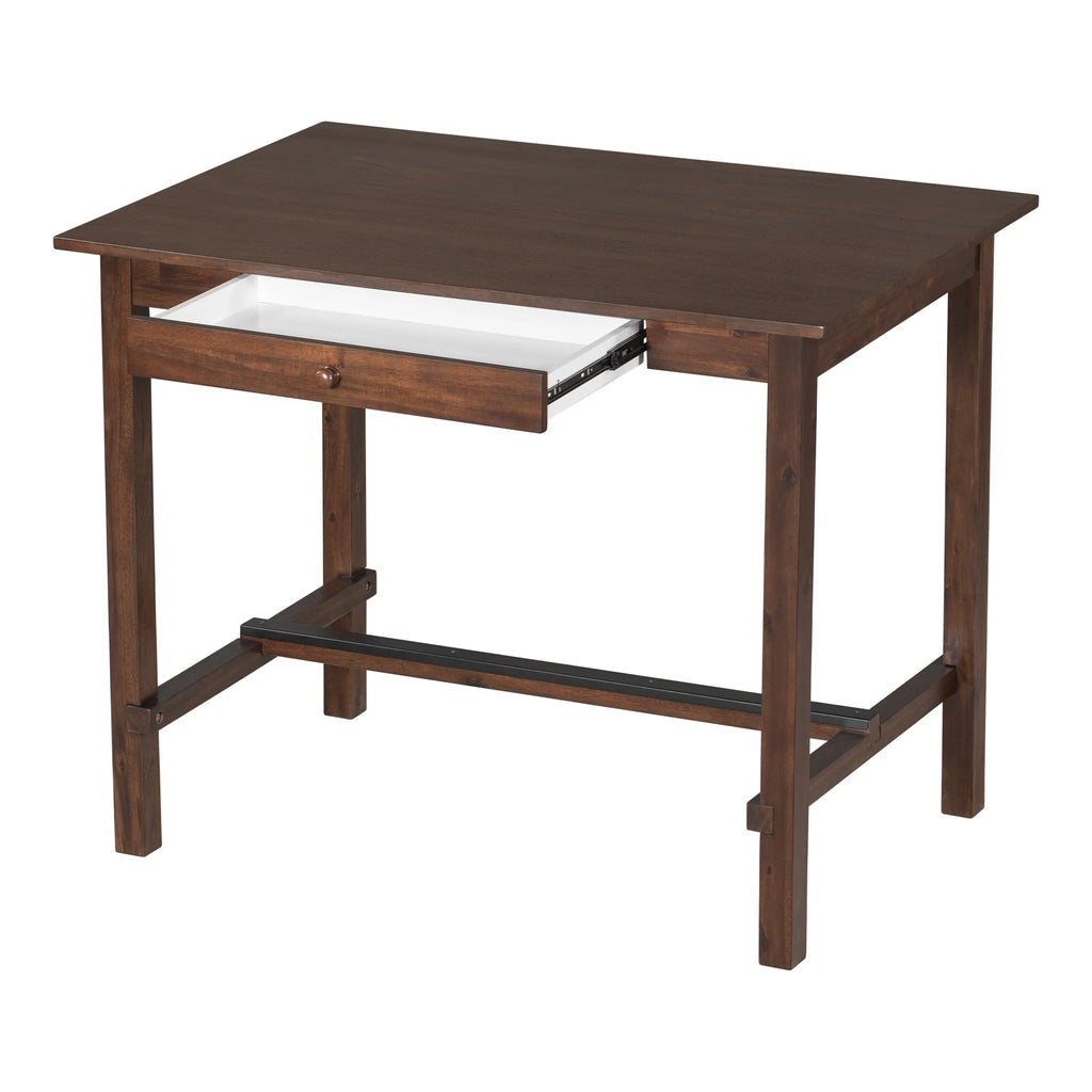 Counter Height Dining Table with Storage Drawer Walnut Z74255