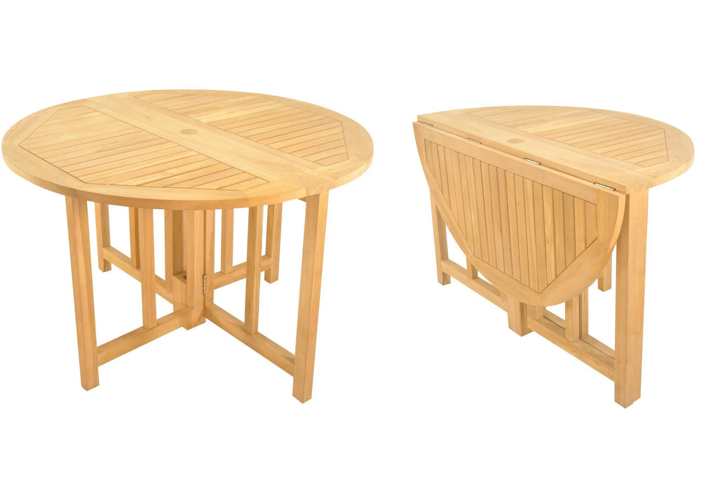 Grade-A Teak 5 Pc Dining Set with 48" Round Butterfly Table and 4 Stacking Arm Chairs U926