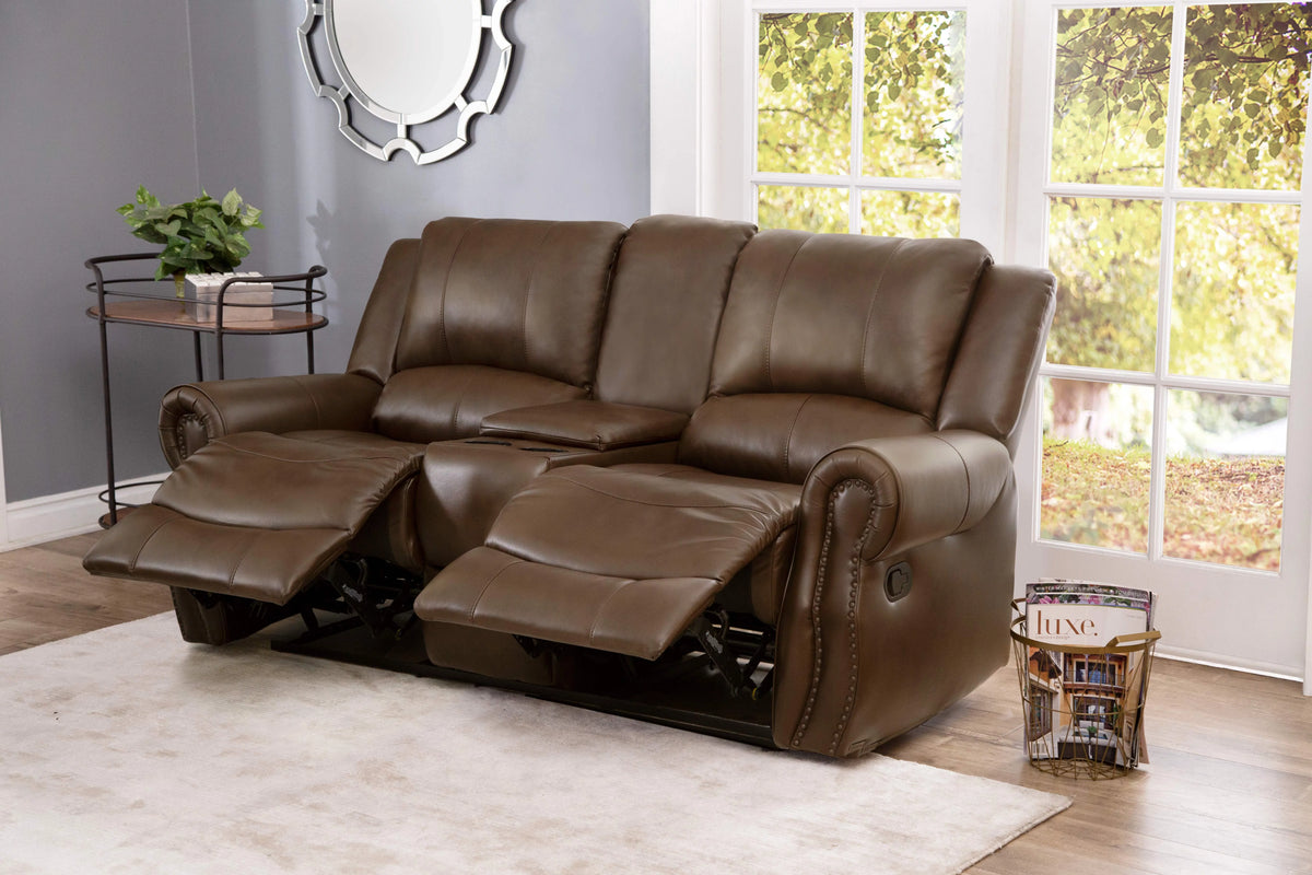 Camel Leather Reclining Loveseat T73309