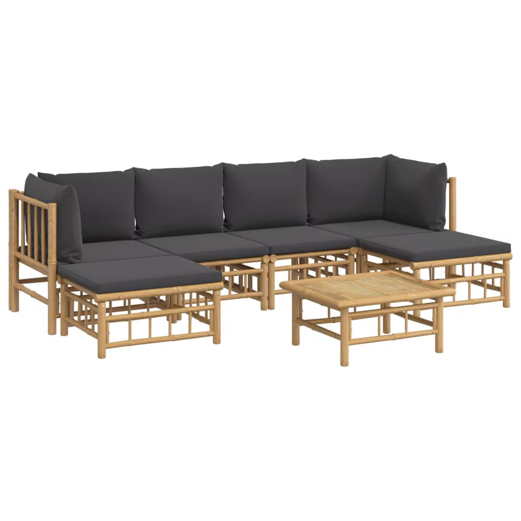 7 Piece Patio Set with Dark Gray Cushions U397039