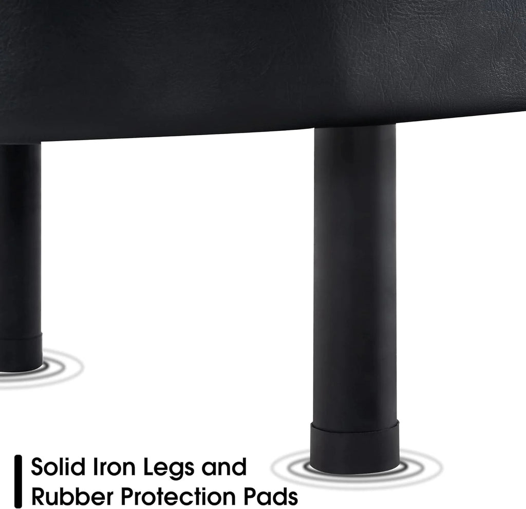 Black Leather Upholstered Bench with Backrest Y64510