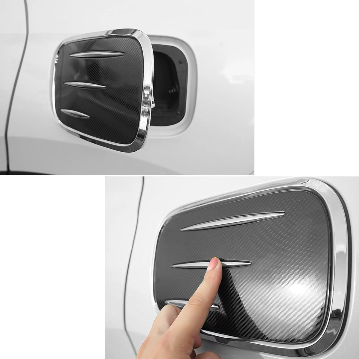 Carbon Fiber Style Fuel Tank Cover Trim Gas Cap Overlay I32698