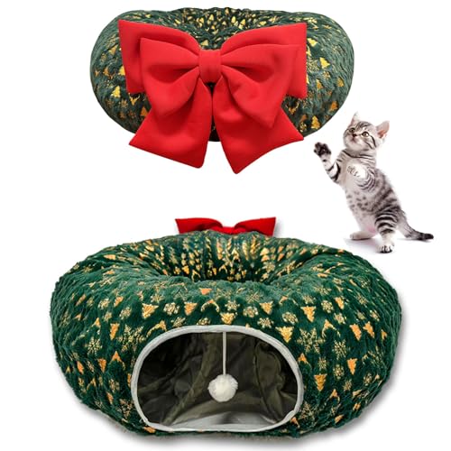 Green Plush Cat Tunnel with Ball Toy N62913