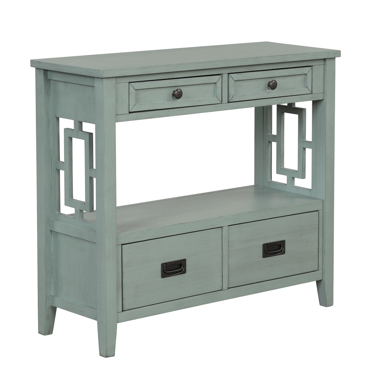 36'' Pine Wood Console Table with 4 Drawers G81484