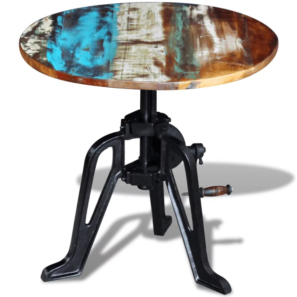 Solid Reclaimed Wood Cast Iron Side Table V972