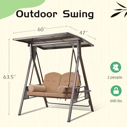 Oversized 3 Seat Outdoor Porch Swing with Hardtop A652