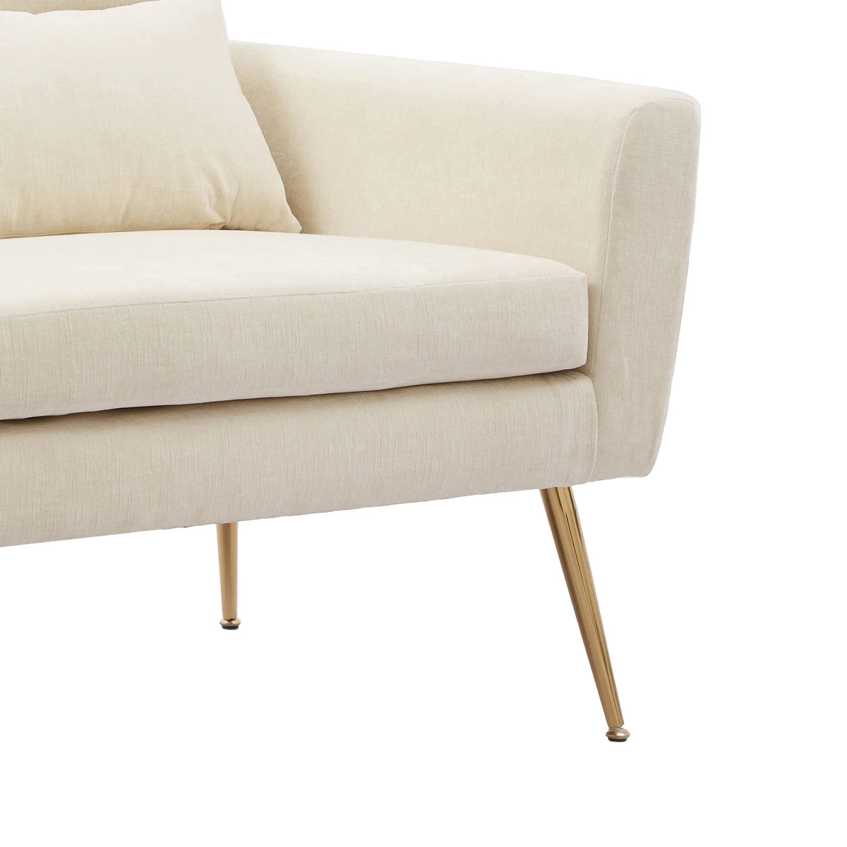Mid Century Modern Chenille Two-Seater Sofa with 2 Throw Pillows A710419