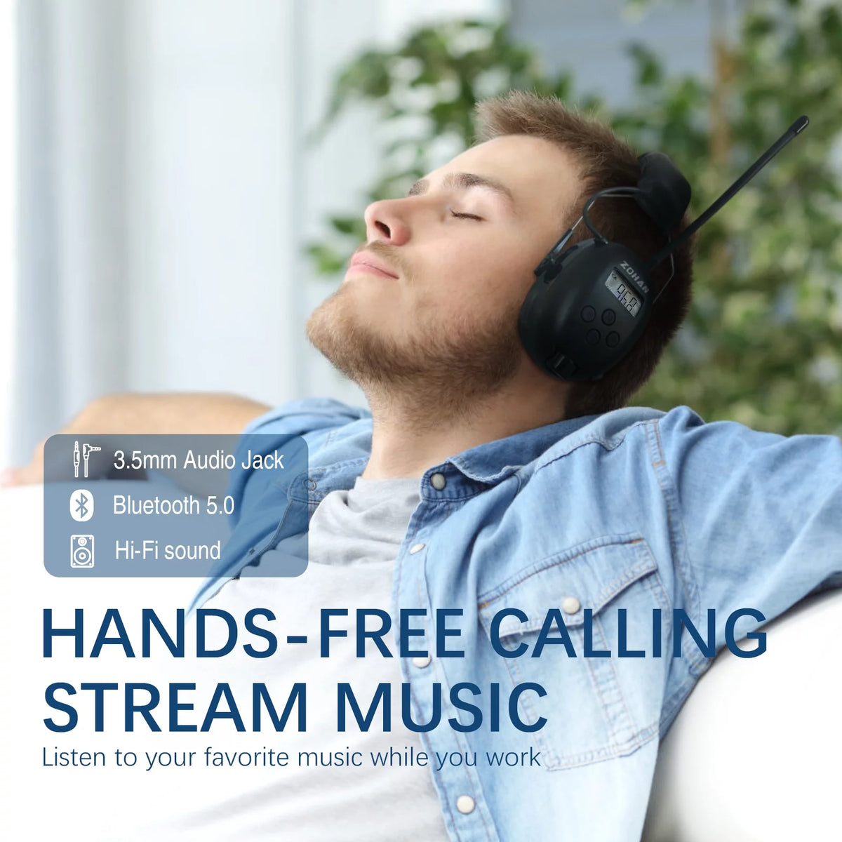 Bluetooth 5.0 AM FM Radio Headphones with Digital Display P2277