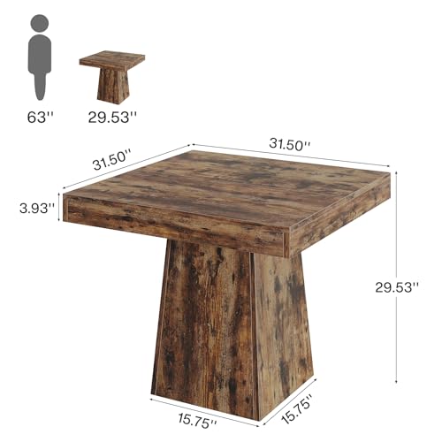 Square Dining Table for 4, 31.5-Inch Pedestal Base Table Z552