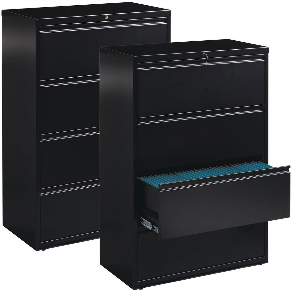 36" Wide 4 Drawer Metal Lateral File Cabinet Black E63014