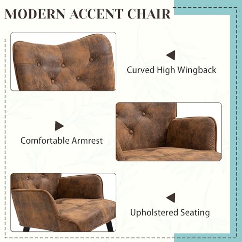 Brown Upholstered Accent Chair with Ottoman S273272