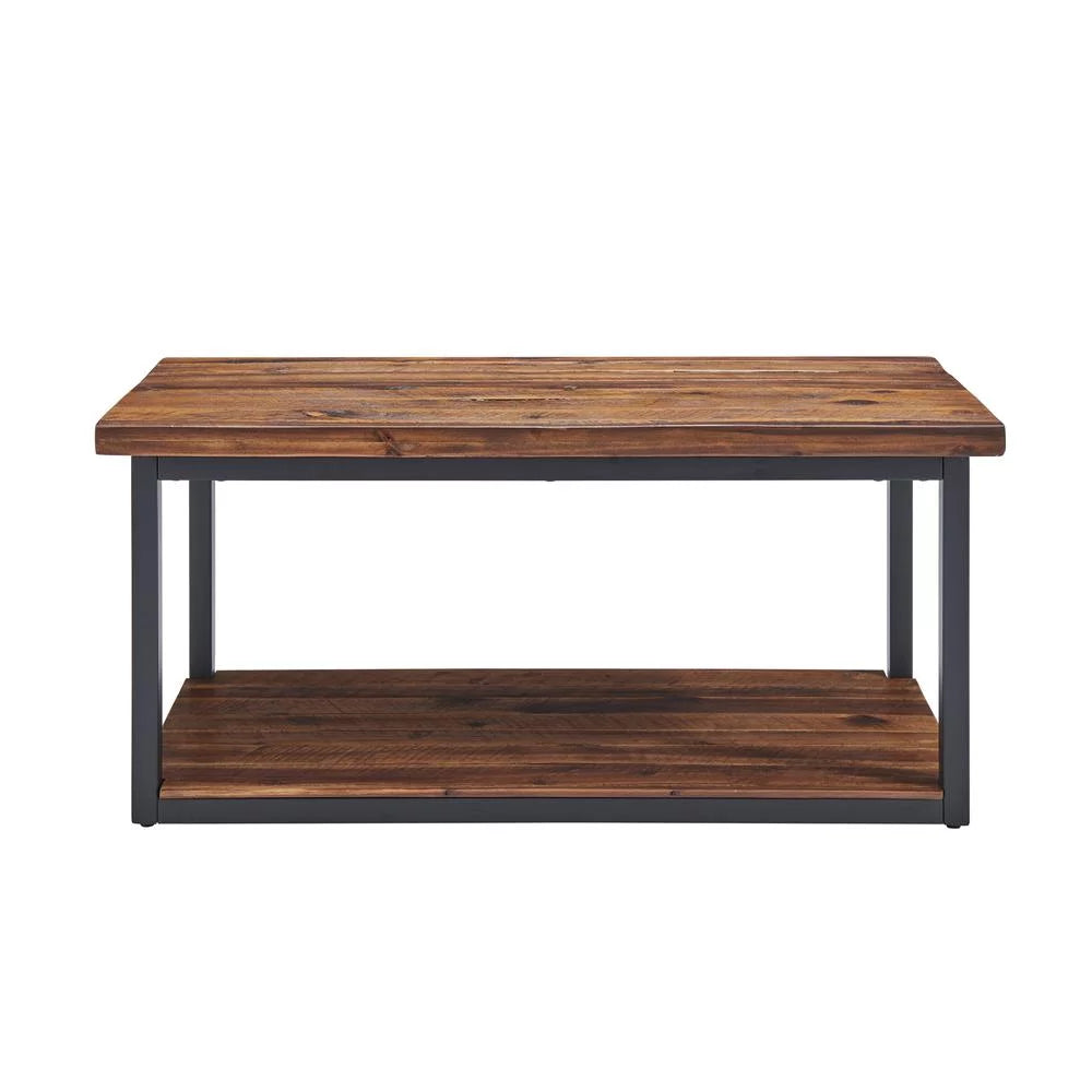 Rustic Wood Bench with Low Shelf V8363